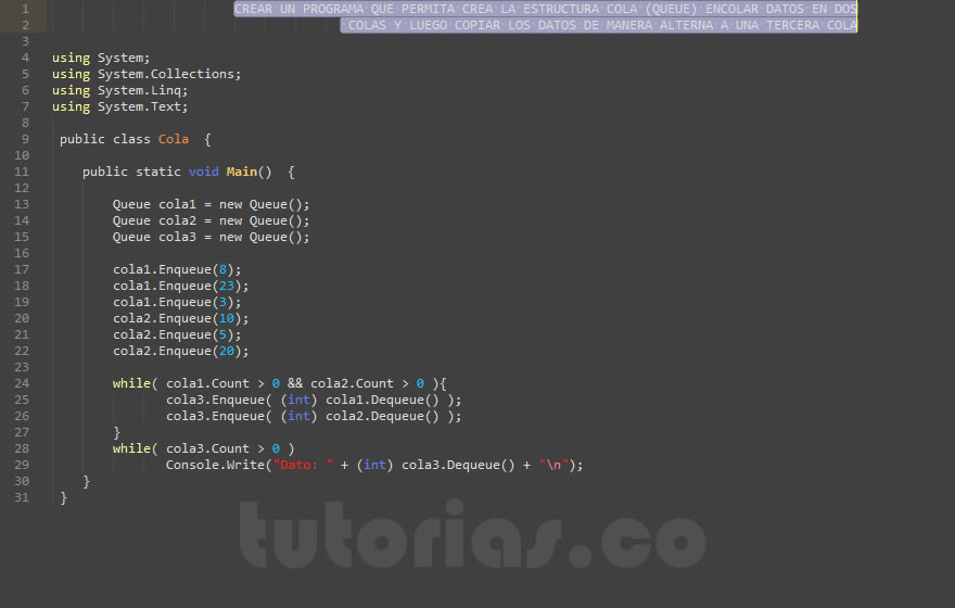 colas + visualStudio c#  (dos colas alternadas en una)
