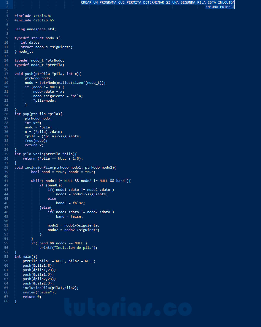 programacion en turbo c: inclusion de una pila en otra