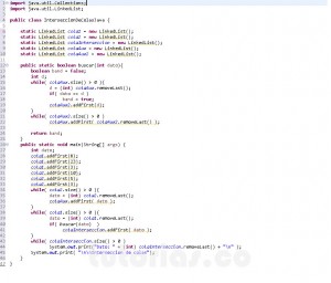 programacion en java: interseccion de colas