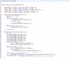 programacion en java: interseccion de pilas