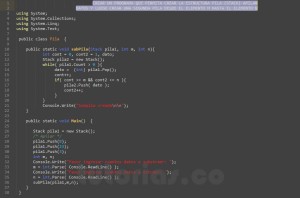 programacion en c#: subpila desde m hasta n