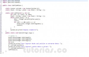 programacion en java: subpila desde m hasta n
