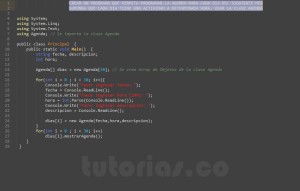programacion en c#: aplicacion clase Agenda