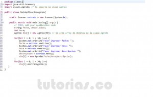 programacion en java: aplicacion clase Agenda