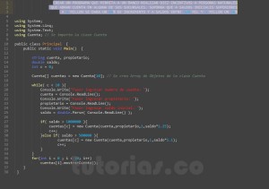 programacion en c#: aplicacion clase Cuenta