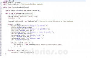 programacion en java: aplicacion clase Empleado