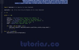 programacion en python: aplicacion clase Empleado