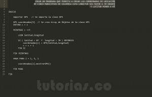programacion en pseudocodigo: aplicacion clase GPS