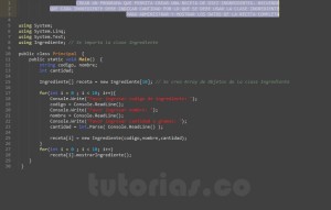 programacion en c#: aplicacion clase Ingrediente