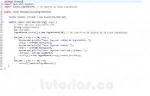 programacion en java: aplicacion clase Ingrediente