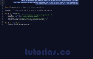 programacion en python: aplicacion clase Ingrediente