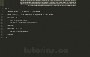 programacion en pseudocodigo: aplicacion clase Naipe