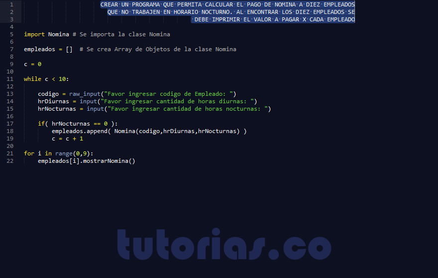 POO + python (aplicacion clase Nomina)