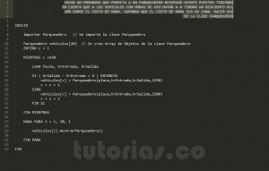 programacion en pseudocodigo: aplicacion clase Parqueadero