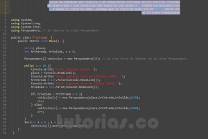 programacion en c#: aplicacion clase Parqueadero