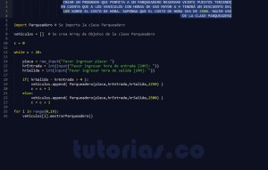 programacion en python: aplicacion clase Parqueadero