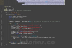 programacion en C#: aplicacion clase Producto