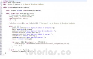 programacion en java: aplicacion clase Producto