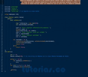programacion en C++: aplicacion clase venta