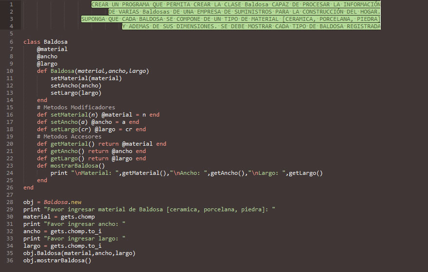 POO + ruby (clase Baldosa)