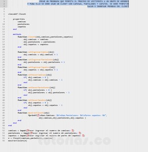 programacion en matlab: clase Closet