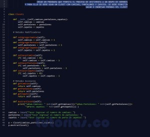 programacion en python: clase Closet