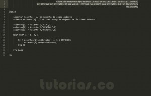 programacion en pseudocodigo: clase consulta Asiento