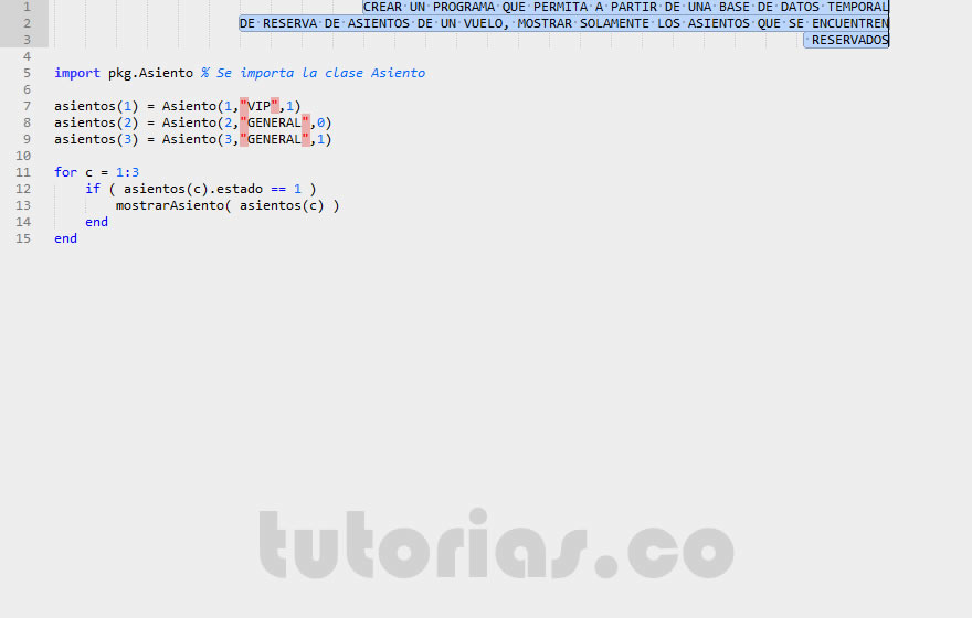 POO + matLab (clase consulta Asiento)