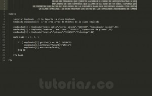programacion en pseudocodigo: clase consulta Empleado