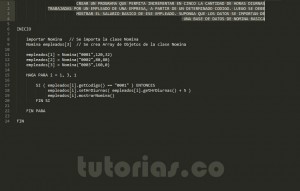 programacion en pseudocodigo: clase consulta Nomina