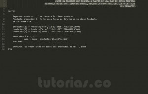 programacion en pseudocodigo: clase consulta Producto