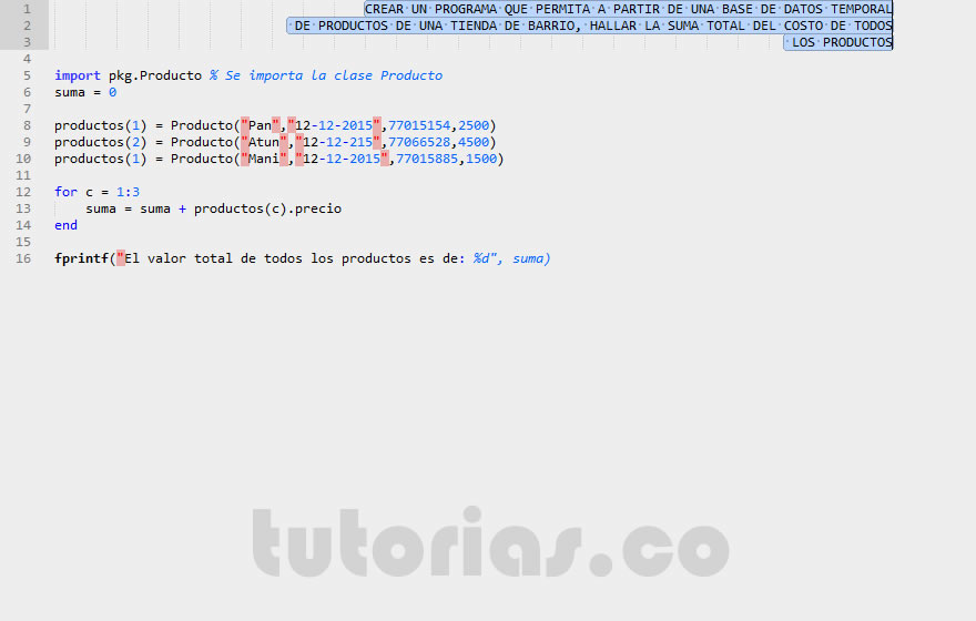 POO + matLab (clase consulta Producto)