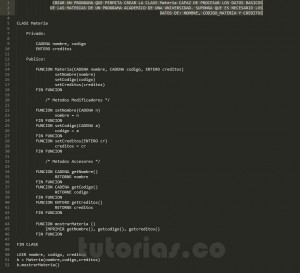 programacion en pseudocodigo: clase Materia