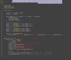 programacion en c#: clase Materia