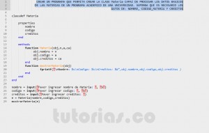 programacion en matLab: clase Materia