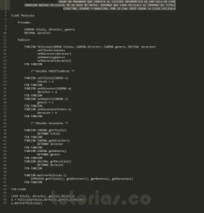 programacion en pseudocidgo: clase Pelicula