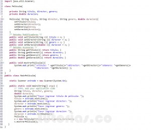 programacion en java: clase Pelicula