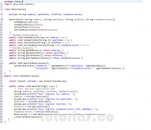 programacion en java: clase Reservacion