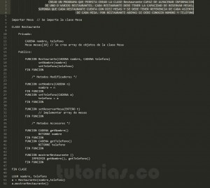 programacion en pseudocodigo: clase Restaurante