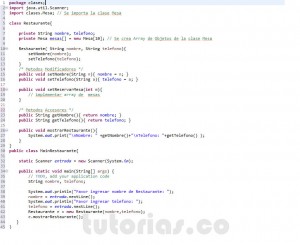 programacion en java: clase Restaurante