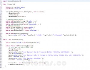 programacion en java: clase Transporte