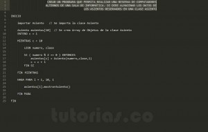 programacion en pseudocodigo: aplicacion clase Asiento
