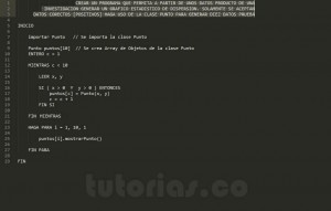 programacion en pseudocodigo: aplicacion clase Punto