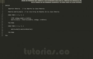 programacion en pseudocodigo: aplicacion clase Materia