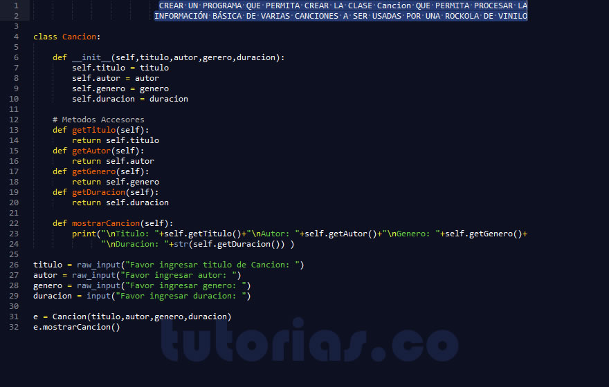 POO + python  (clase Cancion)