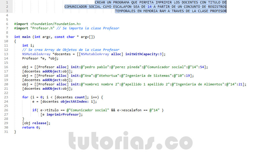 POO + Objective C (clase consulta Profesor)