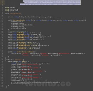 programacion en c#: clase Correspondencia