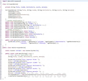programacion en java: clase Correspondencia