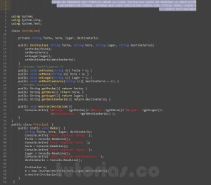 programacion en c#: clase Invitacion