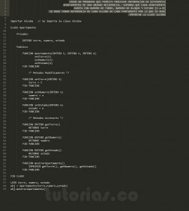 programacion en pseudocodigo: clase Apartamento